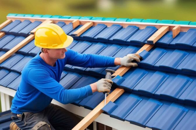 Aerial View of a Private House Rooftop Services