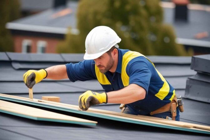 Man Taking Measurements of Roof