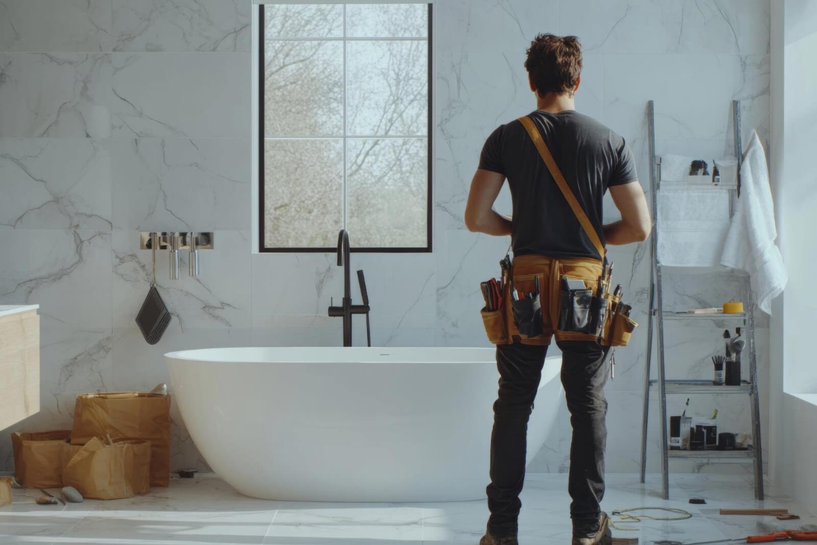 Kitchen & Bathroom Renovation (1) Man Standing in the Bathroom